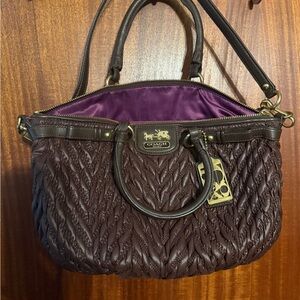 Coach Brown and Purple Quilted Shoulder Bag